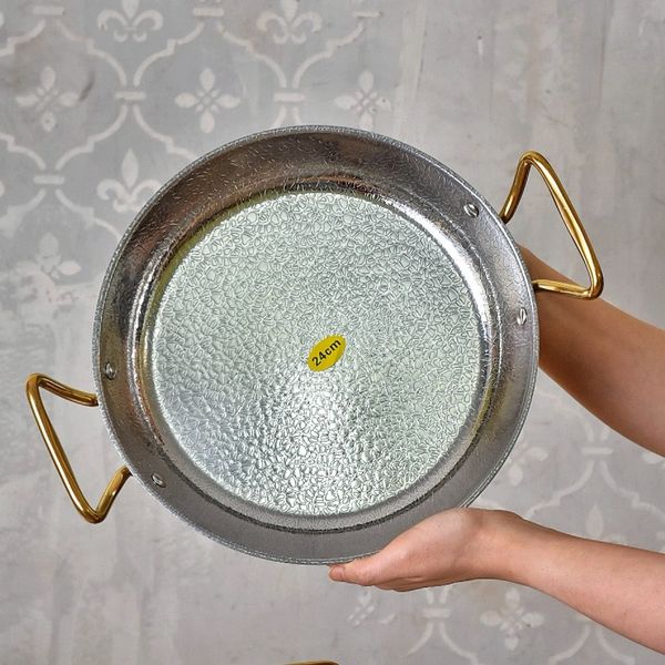 تابه استیل دسته طلایی