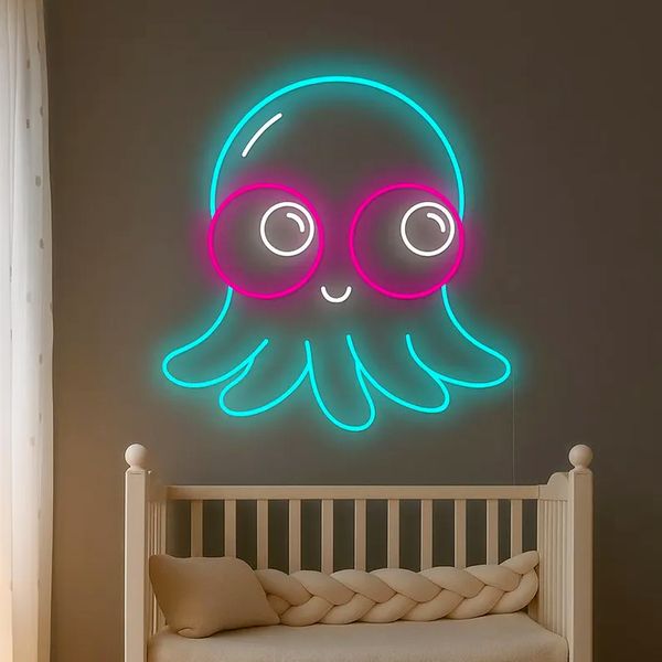 تابلو نئون مدل فلکسی طرح هشت پا دکوراتیو