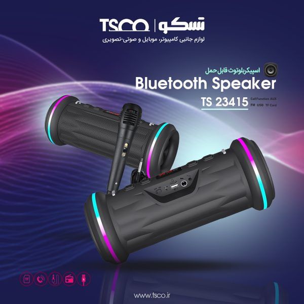 اسپیکر بلوتوثی قابل حمل تسکو مدل TS 23415 با گارانتی شرکتی