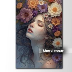 تابلو شاسی زیبای دختر طبیعت سایز 60*40 سانتی متر _ کد C70