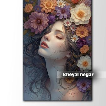تابلو شاسی زیبای دختر طبیعت سایز 60*40 سانتی متر _ کد C70