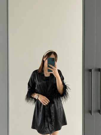 روبدوشامبر ساتن زنانه مدل پردار