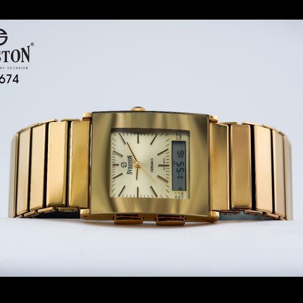 ساعت سویستون بند پهن دو زمانه