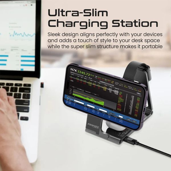 شارژر بی سیم پرومیت مدل AURAFOLD-TRIO با گارانتی شرکتی