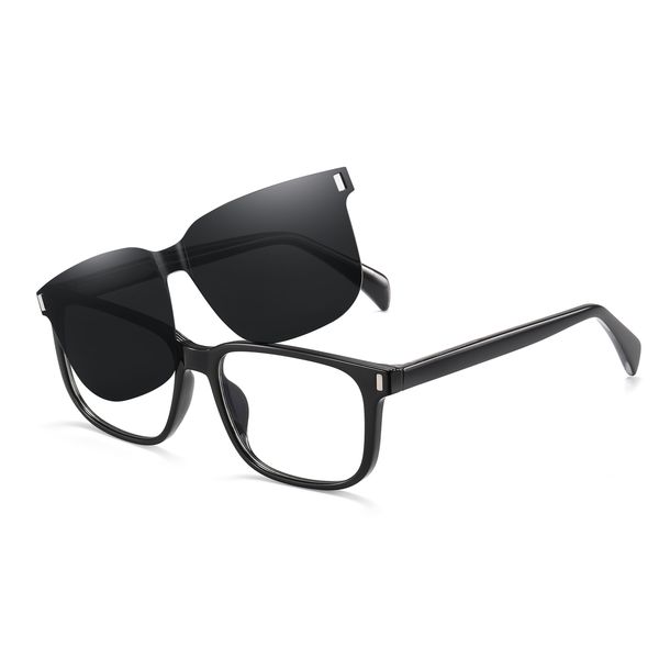 فریم عینک طبی مدل CG7201C01-P109 Polarized Double Switch به همراه کاور آفتابی