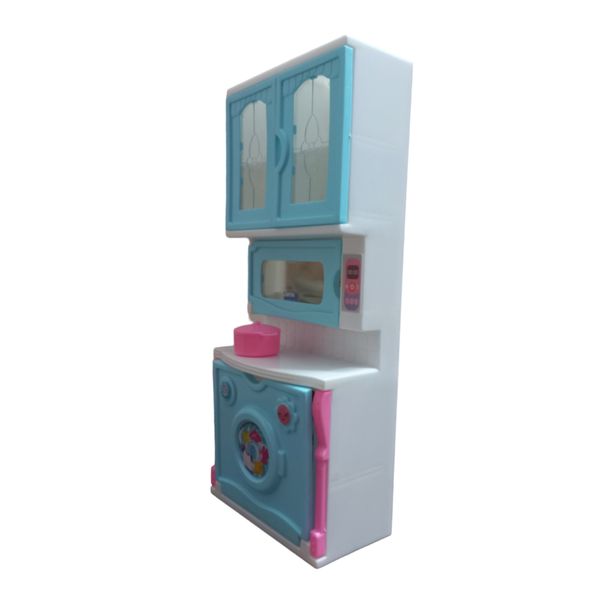 ست اسباب بازی آشپزخانه مدل کابینت و ماکروفر و ماشین لباسشویی و قابلمه