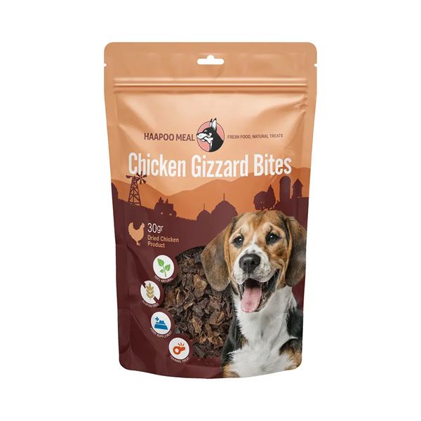 تشویقی سگ هاپومیل مدل نخودی سنگدان مرغ Chicken Gizzard Bites وزن 30 گرم