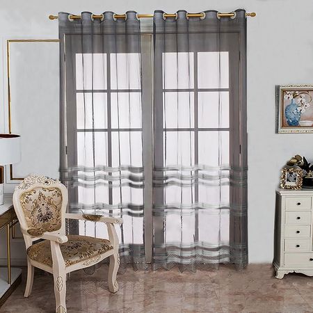 پرده تیکو دکو مدل حریر نازک ژرسه سه لاین ژوردار سایز 140*280 سانتی متر