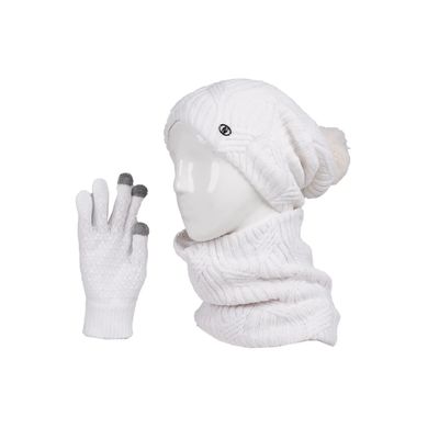 ست کلاه و شال گردن و دستکش بافتنی زنانه مدل MDSS-CH5294