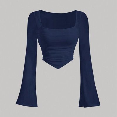 کراپ یقه خشت آستین کلوش جلو مثلثی