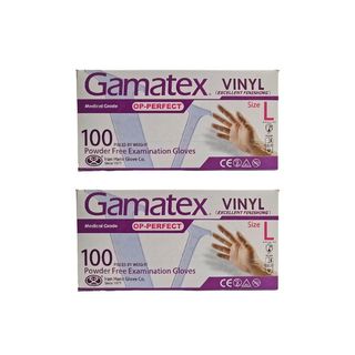 دستکش وینیل غیر پودری حریر مدل 2GL سایز بزرگ (L) دو بسته 100 عددی