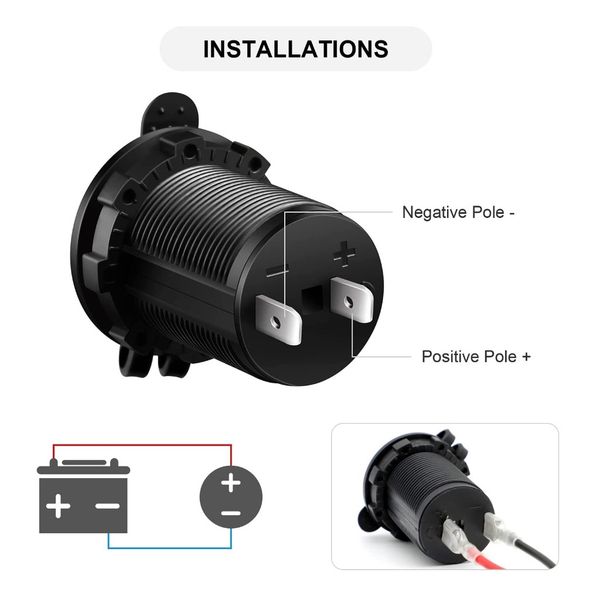 فیش فندکی ماشین مادگی ضدآب درب دار MARINE