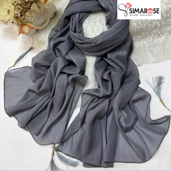 شال حریر کریشه طرح ساده نخ ترک