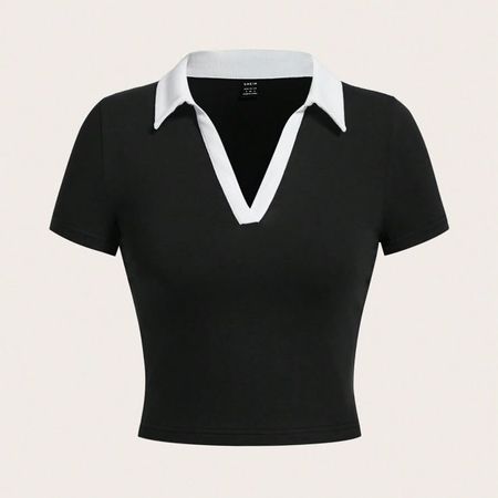 کراپ یقه مردونه آستین کوتاه