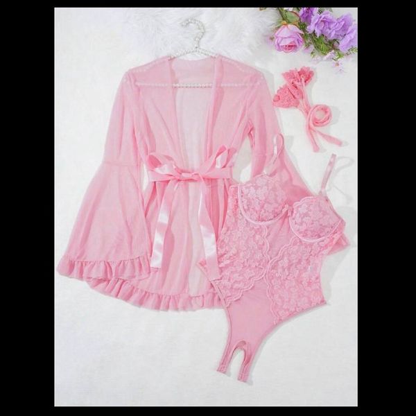 #لباس خواب ست 3 تیکه فنردار کد 8059