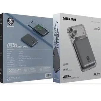 پاوربانک وایرلس 5000 و جا کارتی Green Lion Vetra GNVET5PGY