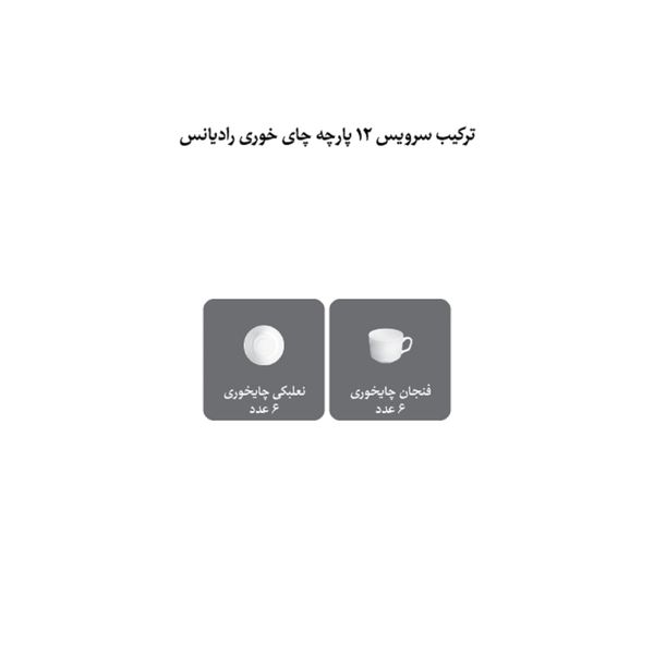ست فنجان و نعلبکی 12 پارچه 6 نفره چینی زرین ایران مدل چای خوری رادیانس 8 سمن درجه 3