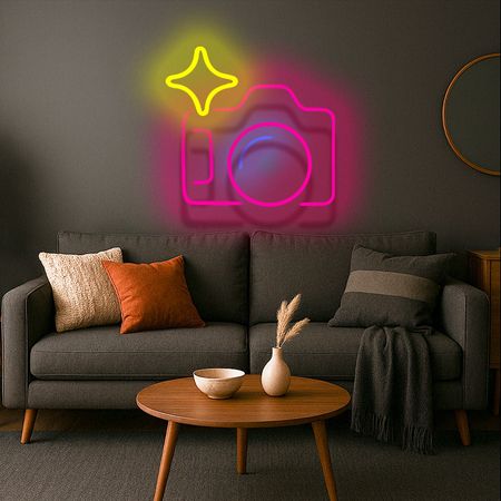 چراغ دیواری مدل نئونی  دوربین عکاسی*496