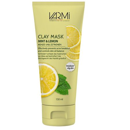 ماسک صورت خاک رسی وارمی مدل نعناع و لیمو حجم 150 میلیلیتر بدون پارابن، تنظیمکننده چربی پوست، کوچککننده منافذ باز، آبرسان و تس