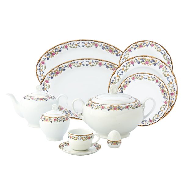 سرویس غذاخوری 102 پارچه چینی زرین ایران سری ایتالیا اف مدل Golestan درجه یک