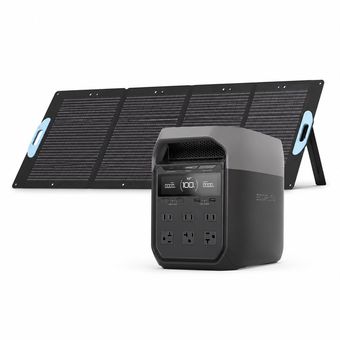 پاور استیشن 1800 وات اکوفلو مدل DELTA 3 ظرفیت 320000 میلی آمپر ساعت به همراه پنل خورشیدی 200 واتی
