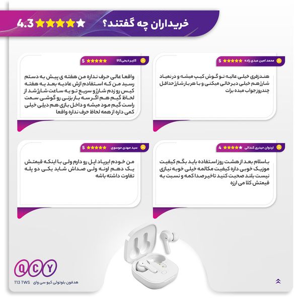 هدفون بلوتوثی کیو سی وای مدل T13 TWS