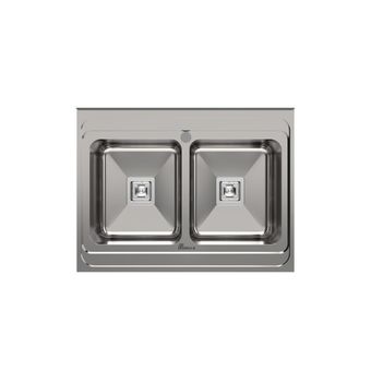 سینک ظرفشویی استیل روکار دو لگنه بیمکث مدل 935