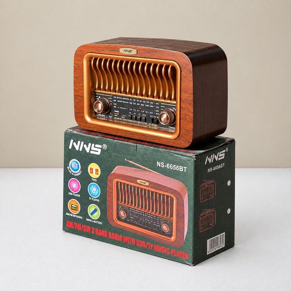 اسپیکر رادیو کلاسیک چوبی مدل NNS-6656BT
