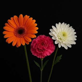 دسته گل میخک و ژربرا و داوودی