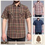 پیراهن مردانه آستین کوتاه چهار خانه پنبه ای - کد 0027