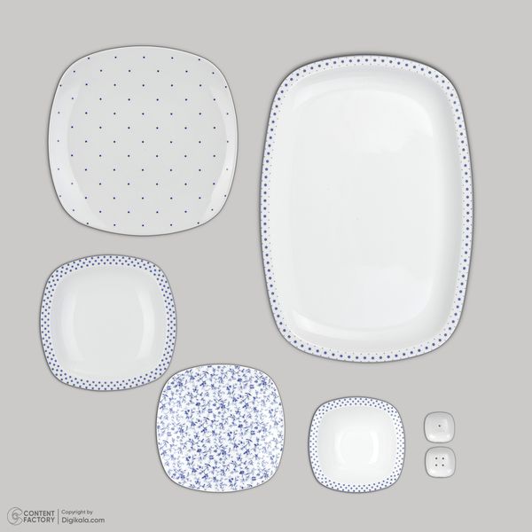 سرویس غذاخوری 27 پارچه چینی زرین ایران مدل کواترو ورنیکا درجه یک