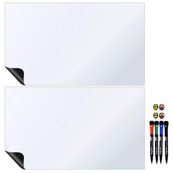 وایت برد مغناطیسی منعطف هوم اندفریج مدل رویخچالی طرح TWIN A2 سایز 60x40 سانتی‌متر به همراه ماژیک و مگنت مجموعه 10 عددی