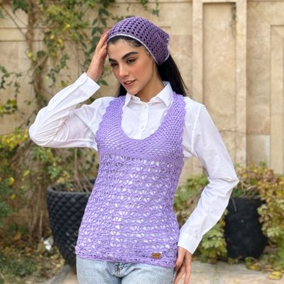 کراپ تاپ زنانه دستبافت شاهو مدل Valmira