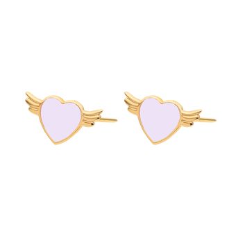 گوشواره میخی طلا 18 عیار زنانه  مریم اکرمی گلد گالری مدل قلب بال