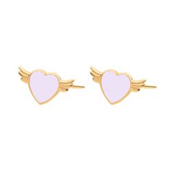 گوشواره میخی طلا 18 عیار زنانه مریم اکرمی گلد گالری مدل قلب بال