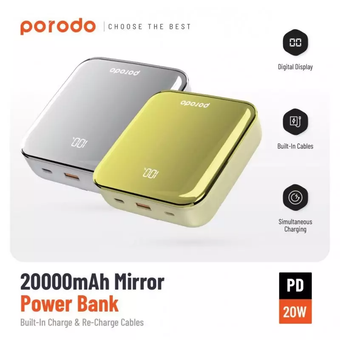 پاور بانک پرودو Mirror مدل PBFCH032 ظرفیت 20000 میلی آمپر ساعت