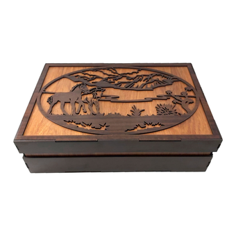 جعبه چای کیسه ای مدل اسب  به همراه  6 عدد زیر لیوانی کد D160