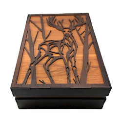 جعبه چای کیسه ای مدل گوزن به همراه 6 عدد زیر لیوانی کد D161