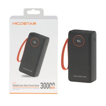 پاوربانک PD و فست شارژ Hicostar 22.5W 30000mAh مدل P231 - مشکی
