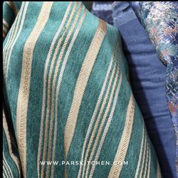 پارچه مخمل سبز راه راه ترک