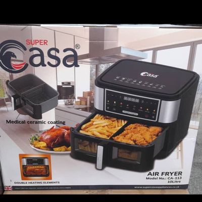 قبل خرید تماس بگیرید سرخ‌کن دو‌کاسه Super CASA مدل CA-113 نوع بدون روغن ظرفیت 10 لیتر توان مصرفی 2600 وات