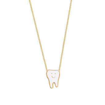 گردنبند طلا 18 عیار بچگانه گالری طلا مریم اکرمی مدل کارتیه و دندان