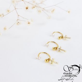 پیرسینگ جواهری آویز صلیب طلایی کد 10958