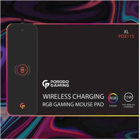 ماوس پد گیمینگ پرودو مدل PDX115 با شارژر بی‌سیم 15 وات RGB