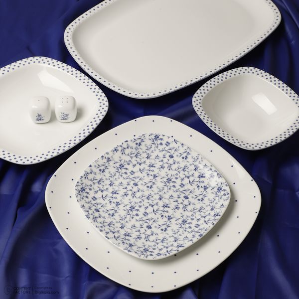 سرویس غذاخوری 27 پارچه چینی زرین ایران مدل کواترو ورنیکا درجه یک