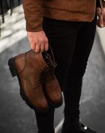 بوت چرم طبیعی زیپ دار قهوه ای sho128