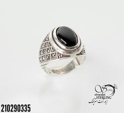 انگشتر نقره اونیکس (عقیق مشکی) مردانه 925عیار کد 3335