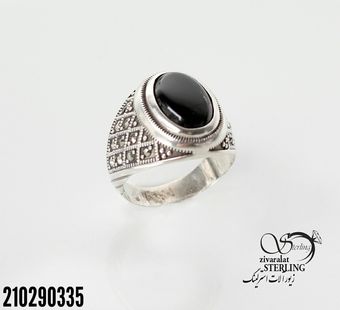 انگشتر نقره اونیکس (عقیق مشکی) مردانه 925عیار کد 3335