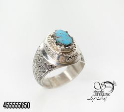 انگشتر دست ساز نقره مردانه قلمزنی کد 3350