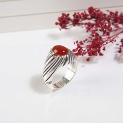 انگشتر نقره مردانه با سنگ عقیق اصل کد 4653